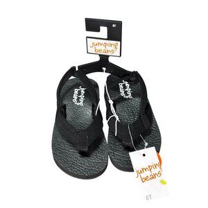 Jumping Beans Black Flip Flop Sandals 8T Toddler Size Textured Sole & Adjustable